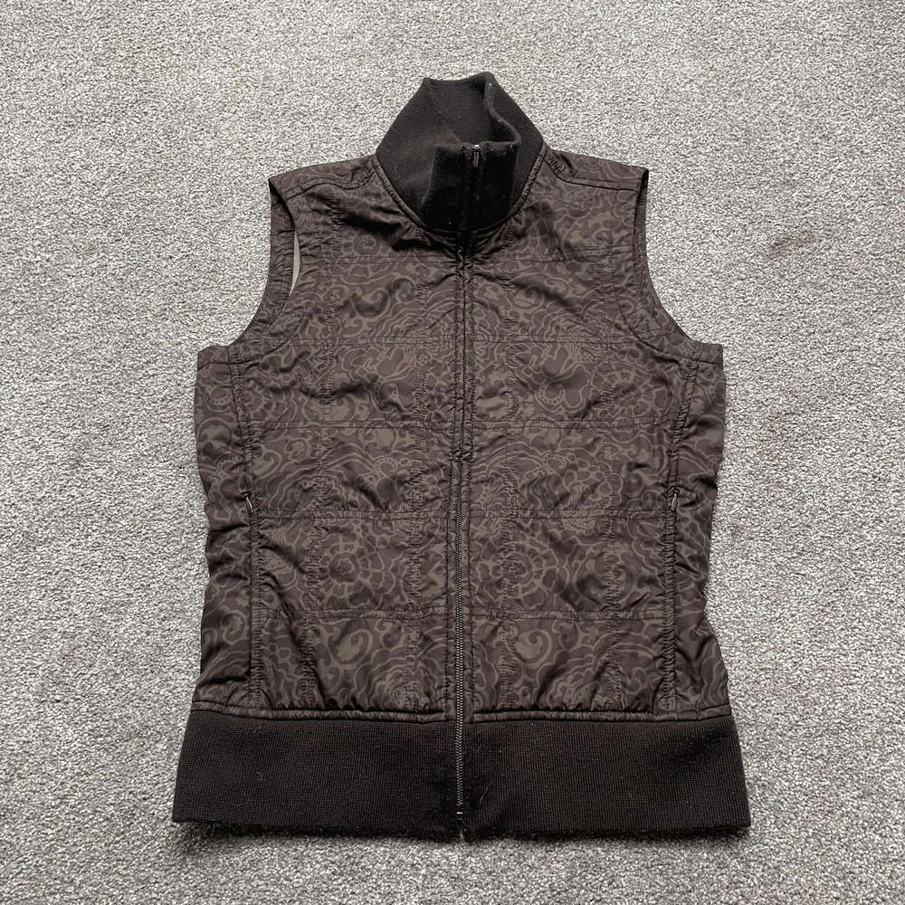 Patagonia Vest XS Brown Full Zip Trim Outdoor Hiking Geometric Print Ladies